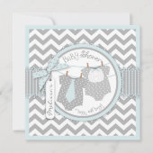 Invitation Twin Boys Cravate Bow Cravate Chevron Imprimer Bab (Devant)
