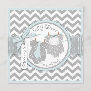 Invitation Twin Boys Cravate Bow Cravate Chevron Imprimer Bab