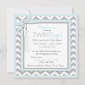 Invitation Twin Boys Cravates Chevron Imprimer Baby shower (Dos)