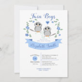 Invitation Twin Boys Cute owls baby shower (Devant)