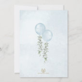 Invitation Twin Boys Dusty Blue Balloon Baby shower de verdur (Dos)