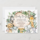 Invitation Twin Boys Jungle Safari Animaux Baby shower (Devant)