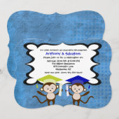 Invitation Twin Boys Monkeying autour de l'invitation à la re (Devant / Derrière)