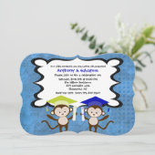 Invitation Twin Boys Monkeying autour de l'invitation à la re (Debout devant)