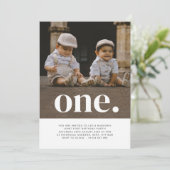 Invitation Twin Boys - One - Photo 1er anniversaire Invitatio (Debout devant)