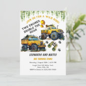 Invitation Twin Boys Safari Jungle Monster Camion Anniversair (Debout devant)
