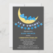 Invitation Twin Boys Teddy Bear Baby shower (Devant)