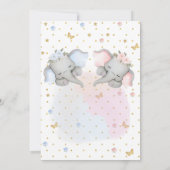 Invitation Twin Elephants Boy Girl Baby shower Boho (Dos)