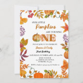 Invitation Twin Fall Citrouille Girl Premier anniversaire (Devant)
