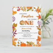 Invitation Twin Fall Citrouille Girl Premier anniversaire (Debout devant)