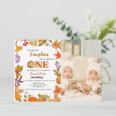 Invitation Twin Fall Citrouille Girl Premier anniversaire (Debout devant)