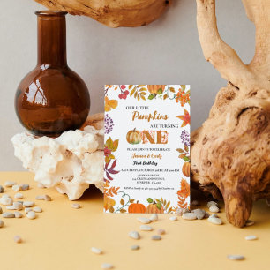 Invitation Twin Fall Citrouille Girl Premier anniversaire