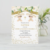 Invitation Twin Floral Gold Fiesta Boy Baptism Christening (Debout devant)