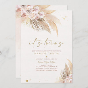 Invitation Twin Girl Pampas Grass Bohemian Desert Baby shower