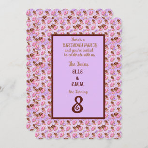 Invitation Twin Girls 8e fête d'anniversaire