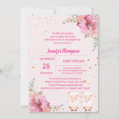 Invitation Twin Girls Agneaux roses (Devant)