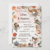 Invitation Twin Girls Anniversaire Fée Forêt (Devant)