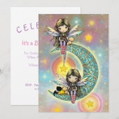 Invitation Twin Girls Anniversaire Fées d'invitation (Devant / Derrière)