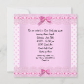 Invitation Twin Girls Baby shower Pois roses (Dos)