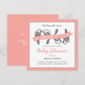 Invitation Twin Girls Couples Douche Pois rose (Devant / Derrière)