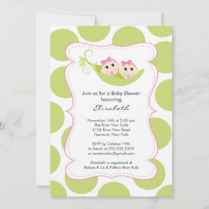 Invitation Twin Girls Modernes Dans Baby shower Pea Pod