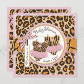 Invitation Twin Girls Pink Tutus Cheetah Baby shower d'impres (Devant / Derrière)