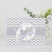 Invitation Twin Girls Tutus Chevron Baby shower d'impression (Debout devant)