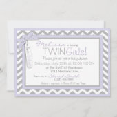 Invitation Twin Girls Tutus Chevron Baby shower d'impression (Dos)