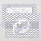 Invitation Twin Girls Tutus Chevron Baby shower d'impression (Devant / Derrière)