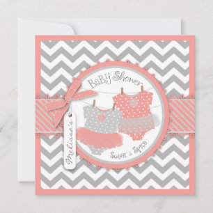 Invitation Twin Girls Tutus Chevron Baby shower d'impression