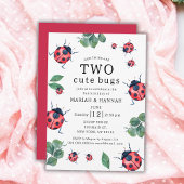 Invitation Twin Girls Two mignons Bugs Ladybug 2e anniversair