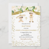 Invitation Twin Gold Charro Boy Baptism Fiesta (Devant)