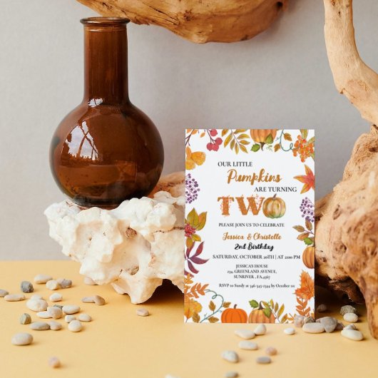 Invitation Twin Little Citrouille est à deux ans du 2ème anni