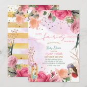 Invitation Twin Little Fairy Baby Girl Douche (Devant / Derrière)