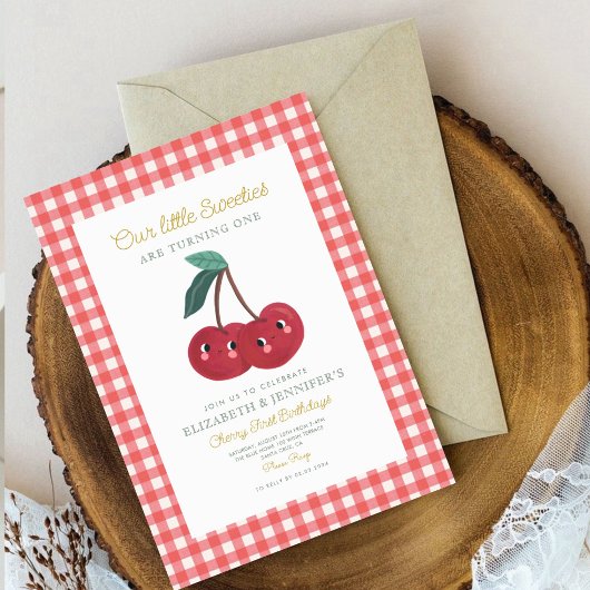 Invitation Twin little sweeties Cherry Premier anniversaire