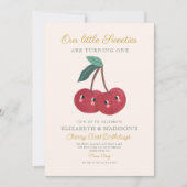 Invitation Twin little sweeties Cherry Premier anniversaire (Devant)