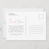 Invitation twin rose bleu moderne typographie design merci (Dos)