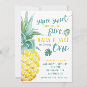 Invitation TWIN Super Sweet Pineappy Premier anniversaire