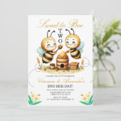 Invitation Twin Sweet to Bee Deux fête d'anniversaire 2 (Debout devant)