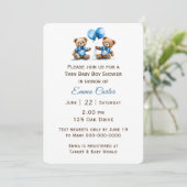 Invitation Twin Teddy Bear with Balloons (Debout devant)