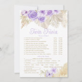 Invitation Twin Trivia Jeu Pampas Lavender Baby shower Boho (Devant)