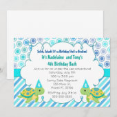 Invitation Twin Turtle Girl Boy Birthday Party (Devant / Derrière)