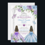 Invitation Twin Violet Et Bleu Papillon Argent Quinceañera<br><div class="desc">EDITABLE Twin Purple And Blue Butterfly Silver Quinceañera Invitation Elégante Blue Quinceañera Purple Floral & Argent Crown Mexicaine Butterfly Invitation Mis Quince 15 Anos,  16e Anniversaire</div>