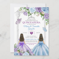 Twin Violet Et Bleu Papillon Argent Quinceañera