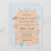 Invitation Twin Western Cowgirl and Cowboy Stripe Baby Shower (Devant / Derrière)