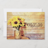 Invitation Twine Enveloppé Mason Jar Sunflower Mariage Invite (Dos)