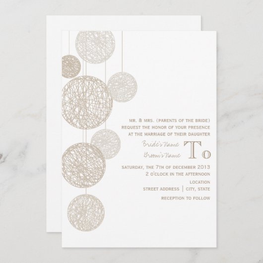 Invitation Twine Globes : Un mariage pour les parents d'une m (Devant / Derrière)