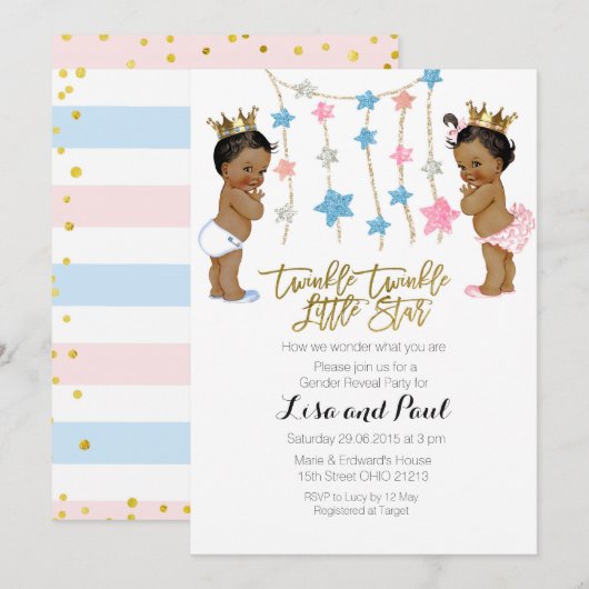 Invitation Twinkle Girl or Boy Genre Reveillez l'invitation (Devant / Derrière)
