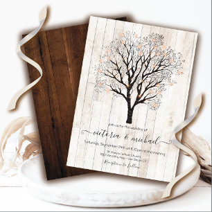 Invitation Twinkle Lights Tree avec Mariage en bois rustique