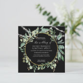 Invitation Twinkle Lights Winery Wood Eucalyptus Aquarelle (Debout devant)